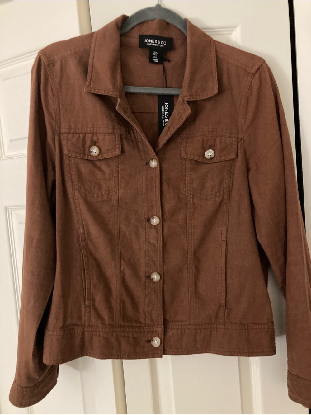 Jones New York Brown Button-Front Jean Jacket